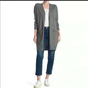 Sweet Romeo Charcoal Simple Open Front Cardigan